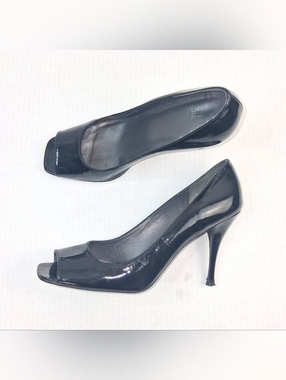 Stuart Weitzman Black Patent Leather Open Toe High Heels